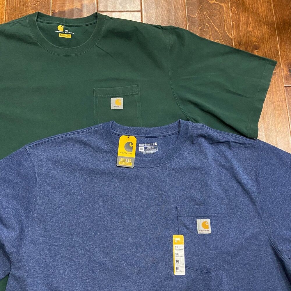 Carhartt Loose Fit Pocket Tee Bundle (2) Hunter Green Blue Big & Tall Men's 3XL - Picture 9 of 9